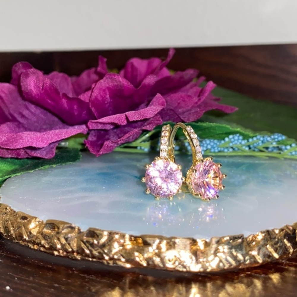 Round Brilliant Pink Sapphire CZ stone - 925 gold